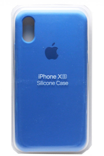 Силиконовый чехол для iPhone XS ярко-голубой