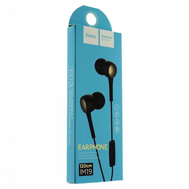 Наушники Hoco M19  Earphone с микрофоном черные (1.2 м)