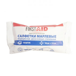 First Aid салфетки марлевые 16x14 см