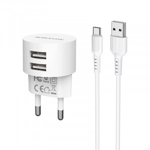 Зарядное устройство Borofone BA23A Lightning Brilliant 2 USB 2.4A(цвета в ассортименте)