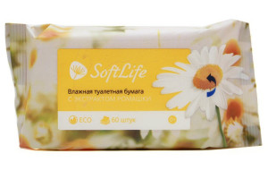 СофтЛайф влажная туалетная бумага SoftLife с экстрактом ромашки 60 шт.