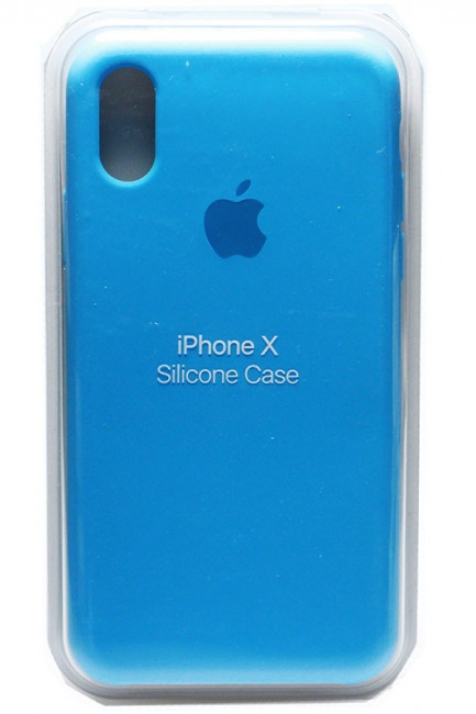 Силиконовый чехол для iPhone X ярко-голубой