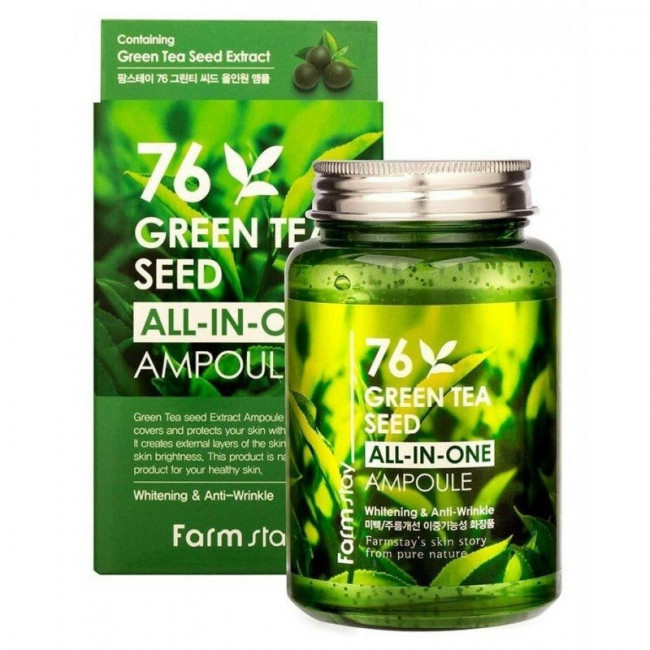 Многофункциональная ампульная сыворотка экстрактом зеленого чая Farmstay 76 Green Tea All In One Ampoule 250ml