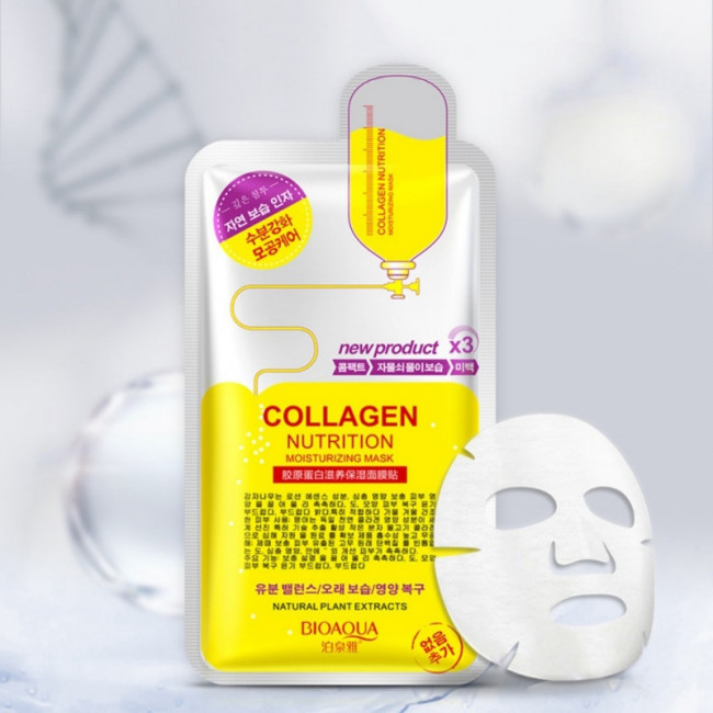 Тканевая увлажняющая коллагеновая маска для лица с натуральными растительными экстрактами Bioaqua арт. 9322 Тканевая увлажняющая коллагеновая маска для лица с натуральными растительными экстрактами Bioaqua арт. 9322