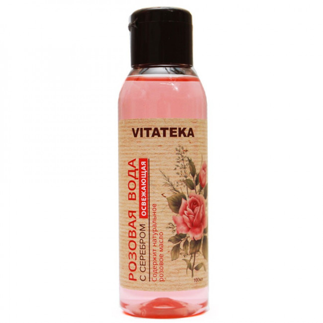 Розовая вода с серебром освежающая Vitateka