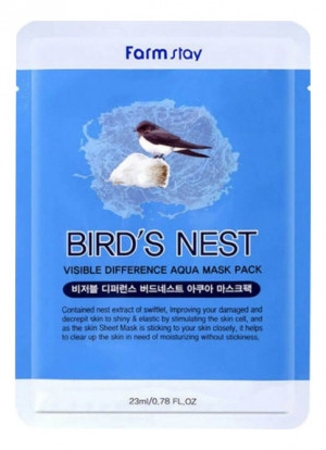Тканевая маска для лица с экстрактом ласточкиного гнезда FarmStay Visible Difference Bird s Nest Aqua Mask Pack 23мл Тканевая маска для лица с экстрактом ласточкиного гнезда FarmStay Visible Difference Bird s Nest Aqua Mask Pack 23мл
