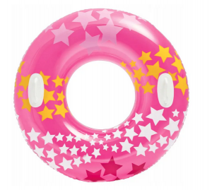 Надувной круг Intex 59256NP с ручками (91см) розовый, 9+