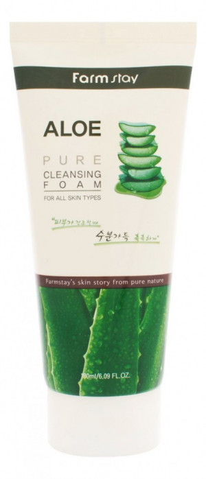 Пенка для умывания с экстрактом алоэ FarmStay Aloe Pure Cleansing Foam 180 ml Пенка для умывания с экстрактом алоэ FarmStay Aloe Pure Cleansing Foam 180 ml