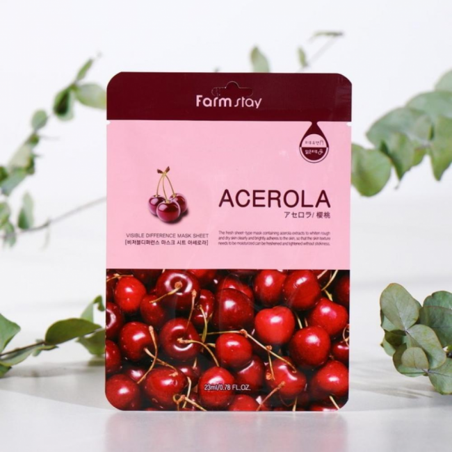 Тканевая маска для лица с экстрактом ацеролы FarmStay Acerola Visible Difference Mask Sheet 23 ml Тканевая маска для лица с экстрактом ацеролы FarmStay Acerola Visible Difference Mask Sheet 23 ml