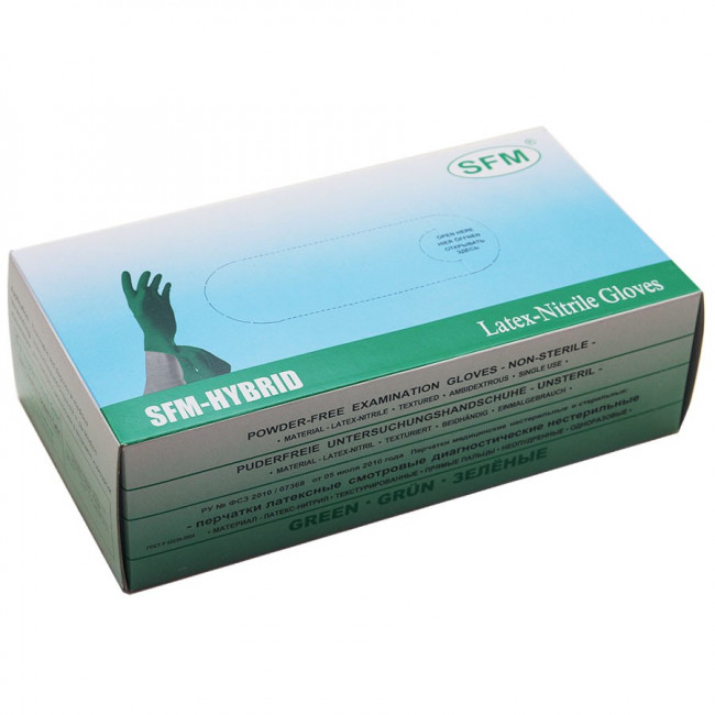 Ригла Перчатки неопудренные (смесь латекс/нитрил) SFM размер S (100 шт)