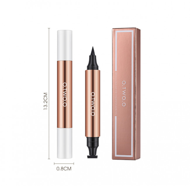 Двухсторонняя быстросохнущая подводка для глаз со штампом / чёрная O.TWO.O арт. 1019