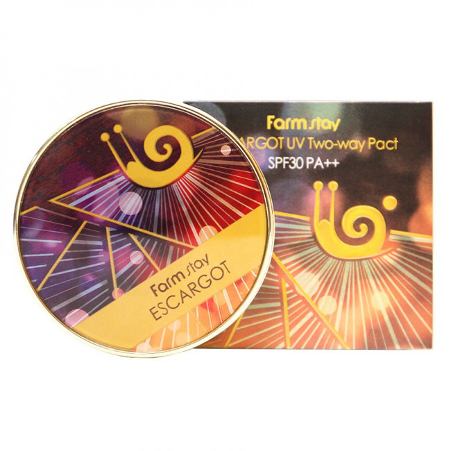 Компактная крем-пудра с экстрактом королевской улитки Farmstay Escargot UV Two-way Pact SPF30/PA++ (цвет 13), 12g x 2