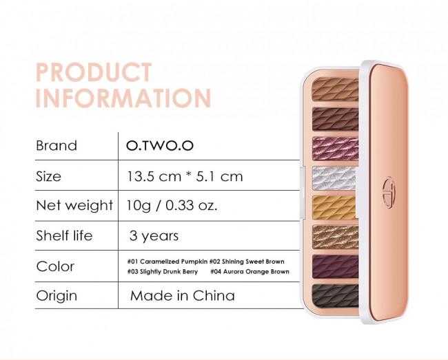 Палитра теней для век 8 цветов O.TWO.O арт. SC021 #02 10 g. Палитра теней для век 8 цветов O.TWO.O арт. SC021 #02 10 g.