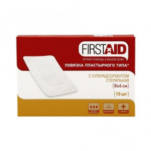 Firstaid повязка пластырного типа стерильная (8х6см) 10 шт.